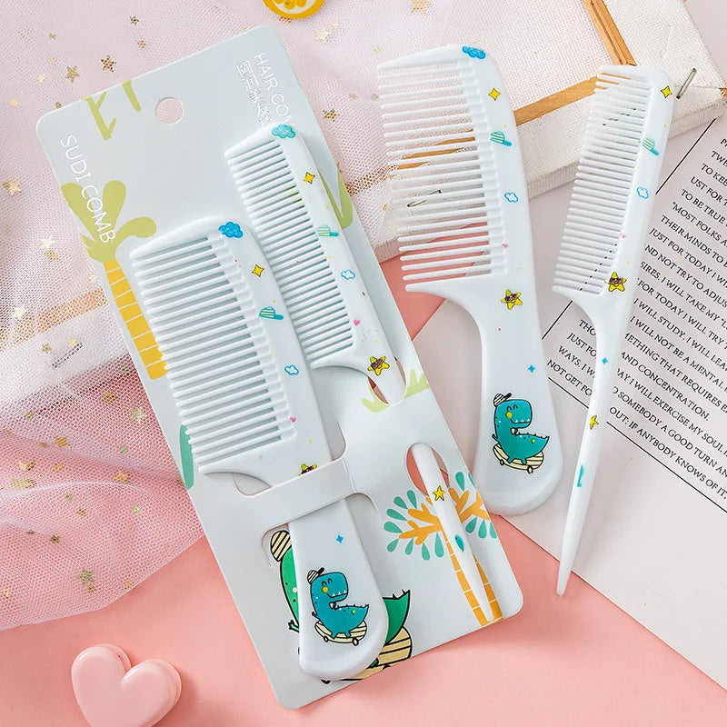 2Pcs/Set Cute Kids Hairdressing Comb Tail Comb for Girls Whale Dinosaur Giraffe Unicorn Hair Comb Kids Quick Pick Grocers